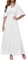 DRESSTELLS Abendkleid Damen Hochzeit Festlich Chiffon Spitzenkleid Cape Ärmel Brautkleid Weiß Bodenlang V-Ausschnitt Elegantes Lang Partykleid White L