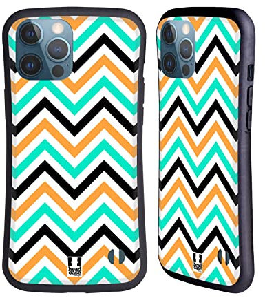 Head Case Designs Blaugrün Und Orange Neon Zigzag Hybride Handyhülle Hülle Huelle kompatibel mit Apple iPhone 13 Pro Max
