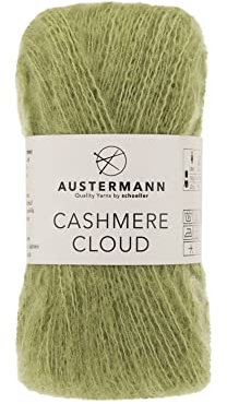 austermann Cashmere Cloud - Kaschmir Wollmischung zum Stricken - Lauflänge 180m je 25g Knäuel Farbe 10 - LAUB