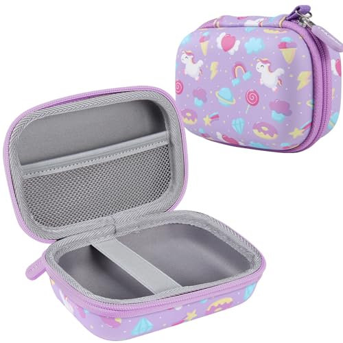 Leayjeen Custodia per fotocamera compatta per bambini Compatibile con YunLone/Vannico/GlobalCrown/Gofunly/voltenick, bambini pasqua regalo & Compleanno(solo custodia) Unicorno Viola