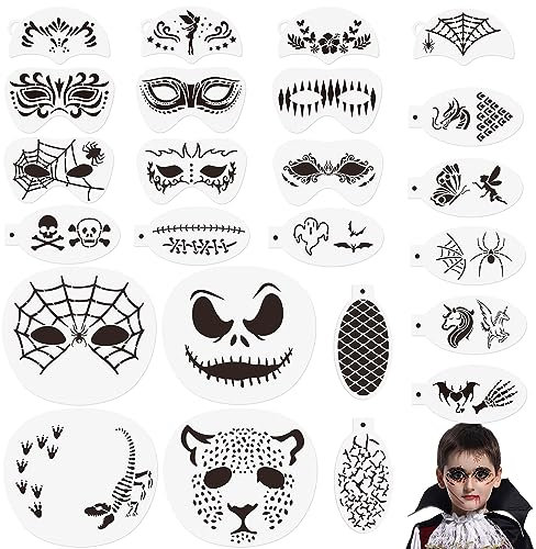 OOTSR 24 Stk Wiederverwendbare Schablonen für Kinder, Tattoo-Schablonen für Gesicht und Körper, Kreativität Tattoo Schablone für Halloween Schminke Partys