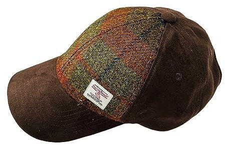 TAILORMAP Harris Tweed Baseball Cap - Verstellbare Kappe für Damen und Herren, 100% reine Schurwolle, Braunes Plaid, 56 EU