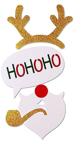 ifundom 8 Stück Weihnachts-Foto DIY Mit Brille, Schnurrbart, Geweih Und Weihnachtsmannmütze Für Party-zubehör