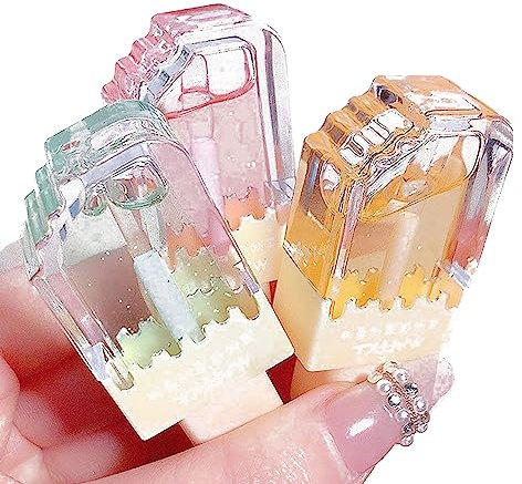 Ice Cream Lip Oil Moisturizing Lipstick Primer Moisturizing Lip Gloss Verdünnt Lippenstreifen Pfirsich-Frucht-Geschmack Transparent Lip Gloss Plump Lips (3pcs)