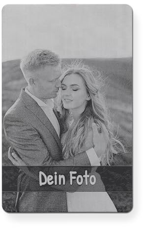 SOMEDA® Personalisierte Metallkarte für Geldbeutel/Foto und handschriftlicher Text eingraviert/Geschenk und Erinnerung/Made in Germany (Bild)