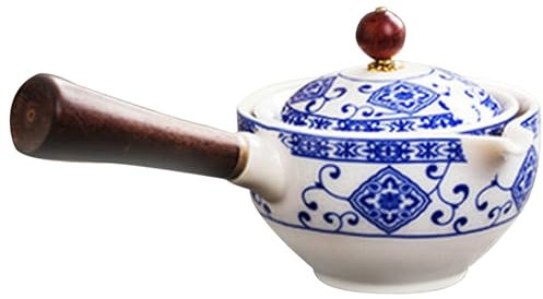 Théière chinoise en céramique, Rotation 360 Théière classique en porcelaine chinoise Gongfu avec poignée latérale Théière portable avec filtre à maille fine pour le thé en vrac