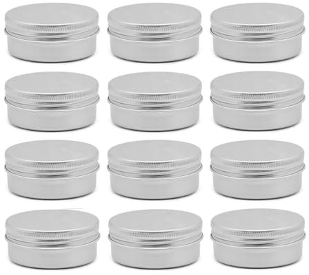 BOBOZHONG Pots en Aluminium 12 Pièces Rondes - Conteneurs Vide pour Cosmétiques, Baume, Bougie et Stockage avec Boîtes de Crème de Voyage (30 ML)