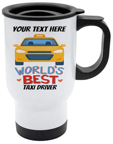 Generic World Best Taxi Driver - Personalised Custom White Stainless Steel 14oz Travel Mug - Add Any Text
