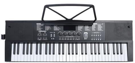 Teclado electrónico de 61 teclas, dos altavoces, teclado musical portátil, juguete de piano eléctrico con teclas iluminadas, pantalla LED para principiantes