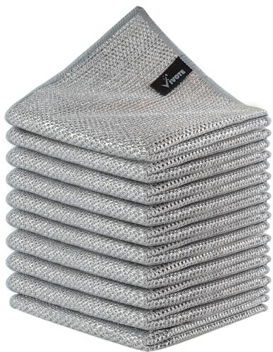 VIVOTE 10 Pieces Double-Layer Wire Dish Towels, Multipurpose Dish Cloths, Non Scratch Wire Cleaning Cloth,Washable Cleaning Cloth, Reusable Household Kitchen Towel, 20cm x 20cm