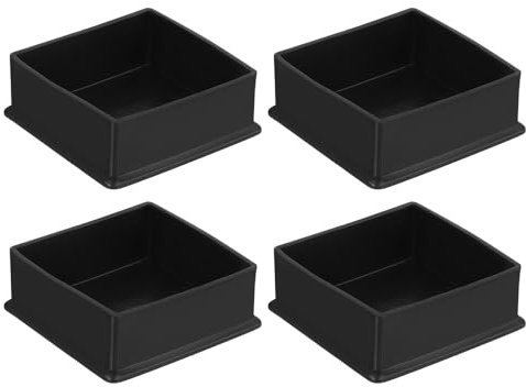 QUARKZMAN 4Pcs Embouts de Pieds de Chaise Carrés en PVC, 80mm x 80mm OD, Noirs, Protections de Pieds de Meubles pour Table, Capuchons de Pieds de Chaise, Protège-Sols pour Table de Patio,