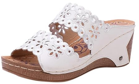 Allbestop Espadrilles Compensées Femme Espadrille Compensée Pour Femme,Sandales Blanches Femme Chaussures Pieds Larges Claquettes Femme Tong Compensee Femme Été Running Shoes (Blanc,38)