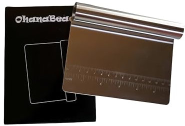 OhanaBeach®AIDE DE CUISINE MULTI-USAGE en acier inox。coupe pate boulangerie。corne patisserie。coupe gateau patisserie。spatule cuisine inox。raclette cuisine。séparateur de pâte。répartiteur de pâte