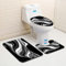 Bad Teppiche Set 3-Teiliges Schwarze Weiße Rippen WC Vorleger Mit Ausschnitt Badematte Saugfähig WC Deckelbezug Badvorleger rutschfest Waschbar Toilettensitzbezug Badgarnitur (50x80cm)