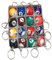 ZAMETTER Lot de 16 porte-clés de billard en résine, porte-clés colorés en forme de boule numérotée, porte-clés de 25 mm sur le thème du sport