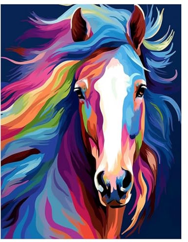 Diamond Painting Tier Horse,Diamond Painting Erwachsene Color Horse,Diamond Art Erwachsene Set Home Wand Dekor for Gift(30x40cm)