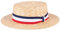 ZAKIRA Chapeau de Canotier en Paille Fait à la Main (Bande Rouge - Blanche - Bleue, XL)