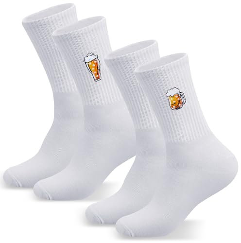 Jadive 2 Paar Lustige socken Socken mit Motiv Tennissocken mit Motiv für Weihnachten Herren Damen Geschenke
