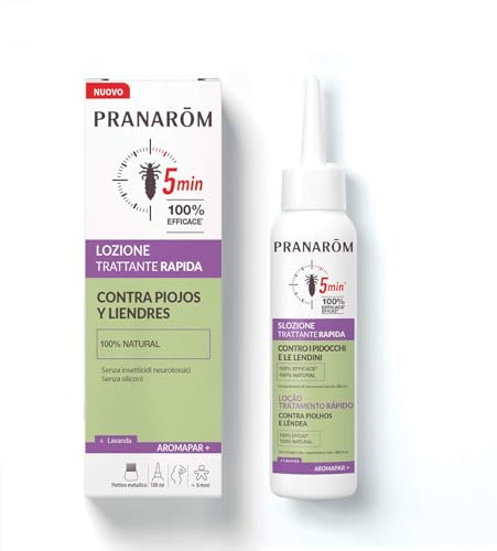 PRANAROM Aromapar Loción Antipiojos y Liendres 100 ml – Lavanda y Peine | Con lavanda bio y coco, incluye peine lendrera. Elimina piojos y liendres en 5 minutos.