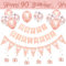 90th BIrthday Decorations for Women-Rose Gold 90th Birthday Banners for Her,90th Party Decor Happy 90th Birthday Banner Bunting Foil Hanging Swirls Triangle Flags Confetti Latex Balloons