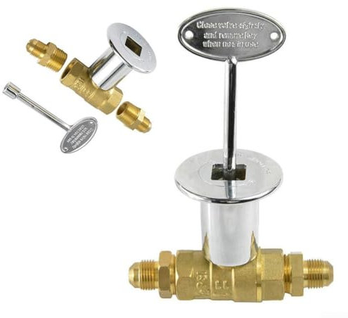 Brass Gas Fire Basin Control Valve, 1/2 Inch High Pressure Lock Valve with Key for Natural Gas Fireplace Fire Bowl Fire Table Home DIY Projects Safety Control