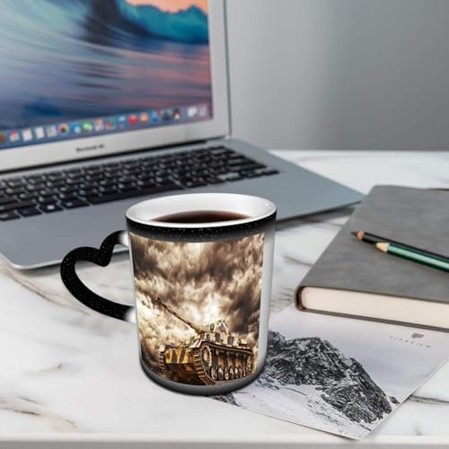 AELKSP Kaffeetassen – Farbwechseltasse, Magic Mug,Thermobeschichtung, 335ml, Keramik - Geschenkidee Männer, Frauen,Alter Panzer aus dem ersten oder zweiten Weltkrieg