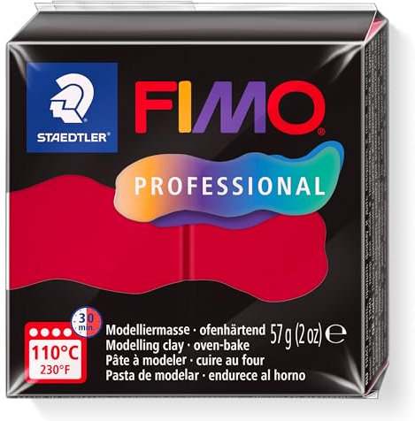 STAEDTLER FIMO Professional 8040 - Pasta per modellare il forno, appositamente progettata per professionisti e artisti, prodotto singolo carminio, 8040-29