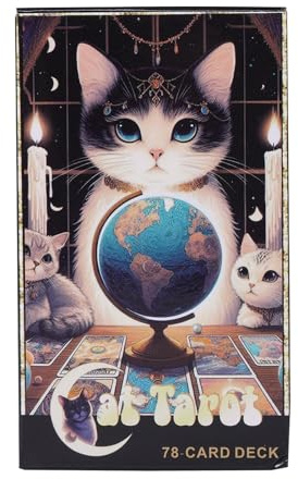 Katzen-Tarotkarten-Deck, 78 Stück Tarotkarten, beschichtetes Papier, Tarotkarten, klar bedruckte Katzentarotkarten, künstlerische Tarotkarten mit Katzendrucken, lustige Tarotspiele für Freunde