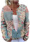 YIzdegg Strickjacke Damen Bunte Farben Wolle, Kurz Strickjacken Warm Grobstrickjacke Cardigan Knitted Top V-Ausschnitt Knopfleiste PlüSch-Freizeitpullover Wollmischung Strickmantel Sweater E