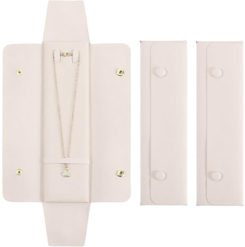 GORGECRAFT 3Pcs Necklace Travel Case Tangle-Free Jewelry Organizer Storage Bag Travel Necklace Pouch for Wedding Christmas Valentine's Day Women Bridesmaid Gifts Old Lace 8.66 x 2.4 inch
