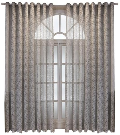 Wycian Kurzgardine Rustikal Gardinen Kurz 2 Pack Hellgrau Voile Fischgrätenstruktur H115 x B96 cm (2er Pack) Polyester