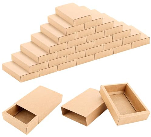 WOPPLXY 30 Stück Streichholzschachteln Blanko, 18 x 12,7 x 4,2 cm Geschenk Box, Braun Geschenkschachtel aus Kraftpapier für DIY Handwerk, Malerei, Verpackung Geschenke, Snacks und Schmuck