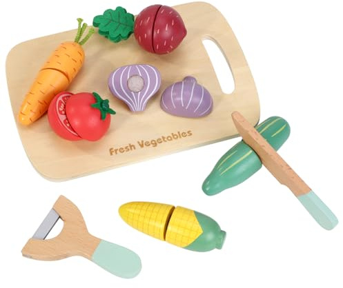 SOKA Wooden Play Vegetable Food for Kids - Kitchen Cutting Vegetables Toys for Kids Children Toddlers, Pretend Vegetable Gift for Boys and Girls - Early Development & Activity Toys