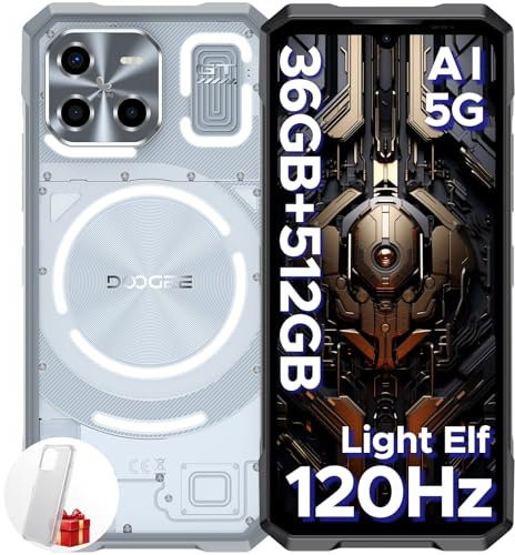 DOOGEE Blade GT Ultra 5G Telephone Portable Incassable, 36GB+512GB Dimensity 4nm D7300,avec Effet Lumière LED, 100MP AI Caméra, 6,72’’FHD+120Hz, Smartphone Incassable WiFi 6/33W/Face ID/OTG/NFC