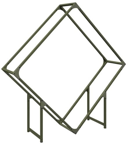 vidaXL Olive Green Firewood Rack - Cold-Rolled Steel Log Storage Holder 100x25x100 cm