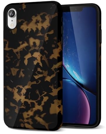 Svanove Tortoise Shell Phone Case for iPhone XR, Girly Cute Tortoise Case for Women, Luxury Trendy Retro Amber Pattern Animal Print Design, Aesthetic Y2k Slim Turtle Hard Shell Plastic Cover