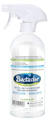 Bactador Sprüh- & Mischflasche (leer) für Enzymreiniger | Ergänzung zum Geruchsentferner & Fleckenentferner Konzentrat, Sprühflasche mit praktischer Markierung für das Mischverhältnis