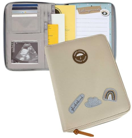 Mutterpasshülle, U-Heft und Impfpass Tasche/Organizer mit Glückskind Schriftzug I Beige