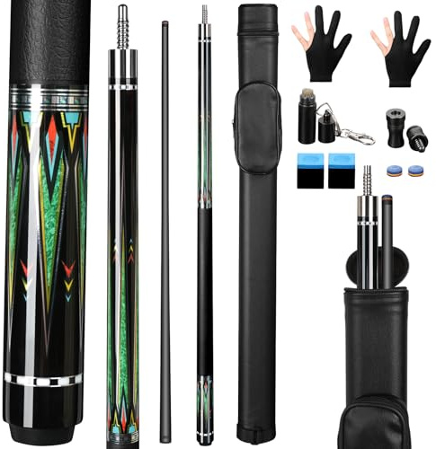 AKLOT Taco de billar de fibra de carbono, 147 cm, 540 g, profesional, con baja distracción, punta de 12,5 mm, para adultos