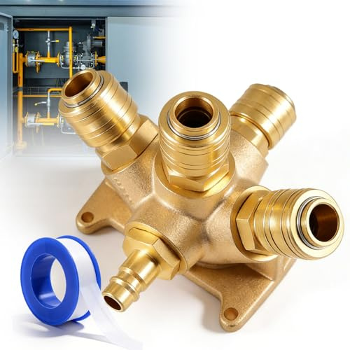 G 1/2 Laiton 5 Compartiments Distributeur D'air Comprimé: Répartiteur D'air Comprimé, Raccords Rapides Pour Montage Mural Avec 1 Raccord Mâle 1/2 Et 4 Boîtes De Raccord 1/2