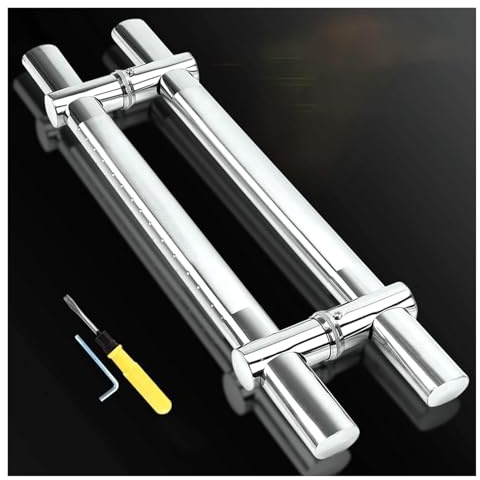 QYEURFOF Manillas para puertas de cristal, Manijas largas for puertas de entrada, juego herrajes for corredizas granero acero inoxidable, manija barra a empotrada dos lados(150cm/59in)