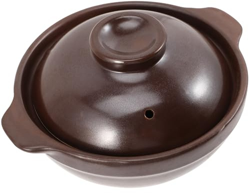 GALPADA Olla de Barro Pequeña Tapa para Cocinar, Cazuela de Cerámica Resistente al Fuego, Olla de Cocina Casera para Sopa y Estofado, Utensilios para Cocinar en Cocina Doméstica
