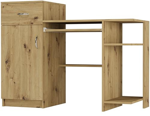 Framire Schreibtisch Artisan Eiche 120x50x92 cm – Computertisch mit Schublade & Aufsatzregal, Bürotisch für Home Office, Schul- & Jugendzimmer, Modern N-8