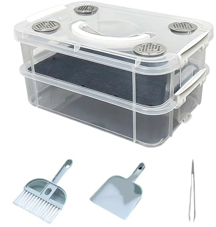 Kaeltsyn Scatola trasparente per rettili, mangiatoie per rettili, per lucertole, vermi della farina, grilli, scarafaggi, grilli, scatola di allevamento