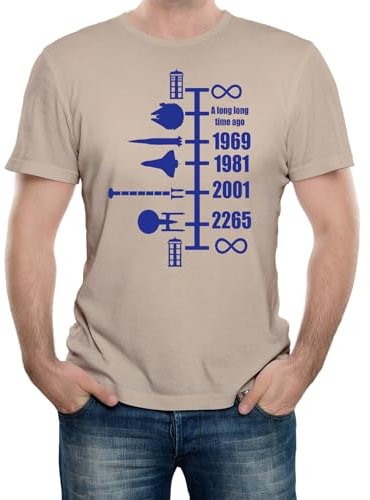 Reality Glitch Herren Spaceship Timeline T-Shirt (Sand, Mittel)