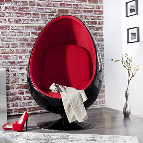 cagü Design Retro Lounge Sessel Sitzei Egg Ball Schwarz-Rot drehbar Designklassiker Space Age