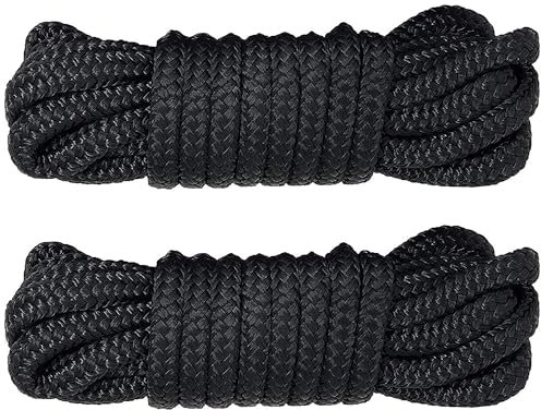 Sailing Boat Dock Lines Double Braided Nylon Anchor Lines Pre-spliced with a 12 Loop Marine-Grade Boat Rope Mooring Lines for Boats (L:16.5 Ft/ 25 Ft/ 50Ft, D:3/8, 1/2, 5/8)