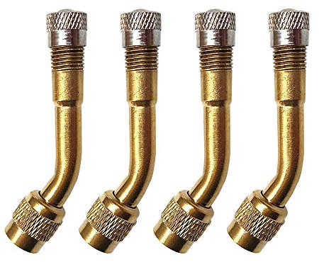 QitinDasen 4Pcs Professionell Reifen Ventilverlängerung Adapter Set, 135 Grad Messing Reifenventil Verlängerung Schrader Ventil Adapter, für Fahrrad, Motorrad, Auto (Golden)