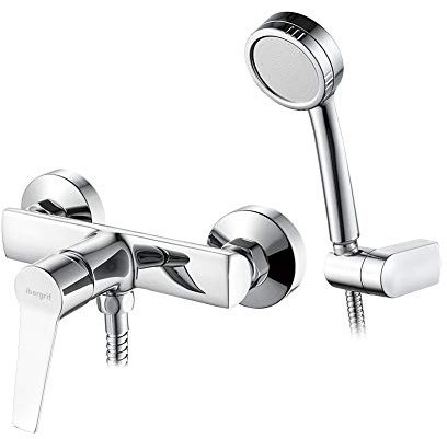 Ibergrif ARIAL - Conjunto de Grifo para Ducha, Mezclador de Ducha Monomando para Instalación en Pared, Cromo