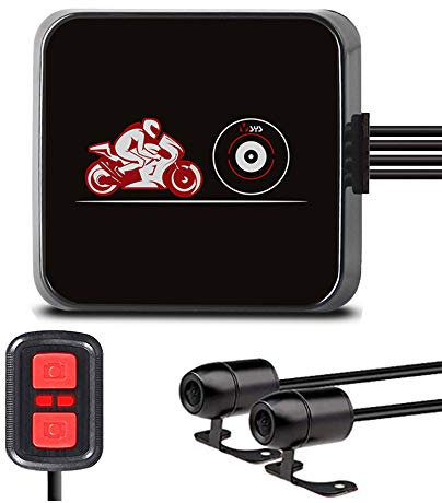 VSYSTO Motorrad DashCam mit 130 ° Weitwinkel Doppellinse Vordere und hintere Kamera, 1080P Motorrad Kamera Wasserdicht Action Cam, Starlight Nachtsicht, G-Sensor, WDR, WiFi
